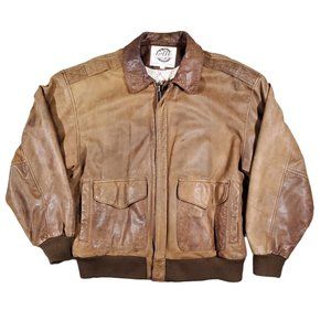 Vintage G-III Global Identity Soft Brown Leather Bomber Jacket - Small